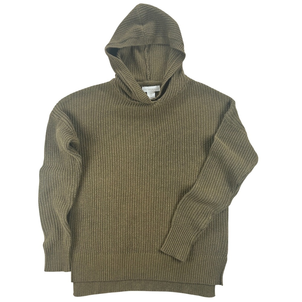 Cynthia Rowley Knit Hoodie Womens Small Olive Green Earthy Minimalist